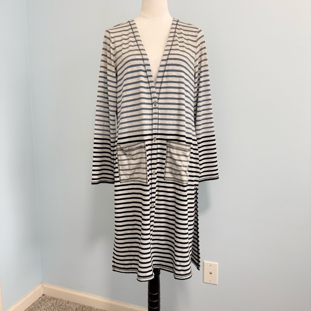 Chicos‎ 1 Zenergy Radley Striped Long Cardigan Size S